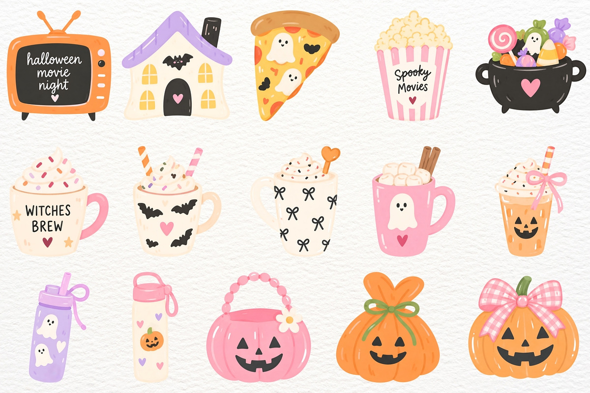 Halloween Sleepover Clipart Preppy, a Seasonal Illustration by SugarCloudStudioArt (Photo 4 of 6)