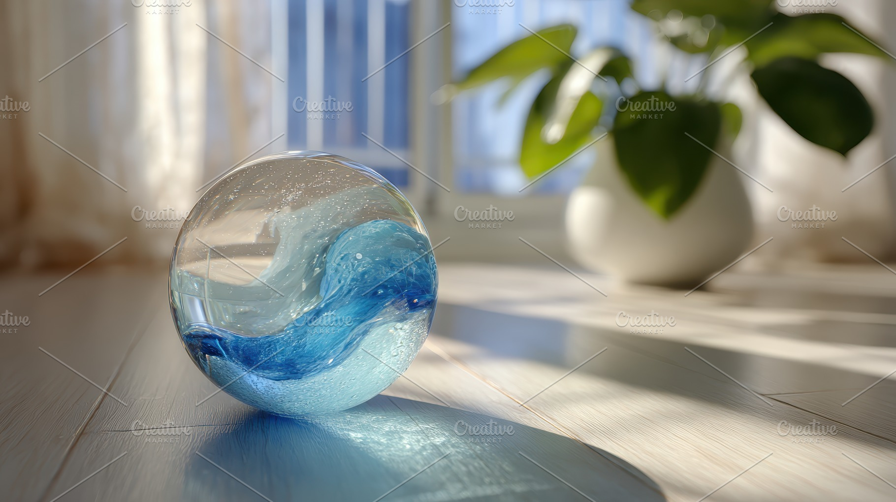 Glass Orb Ocean Wave Decor Home Inte, a Photo by Pixeness Studio
