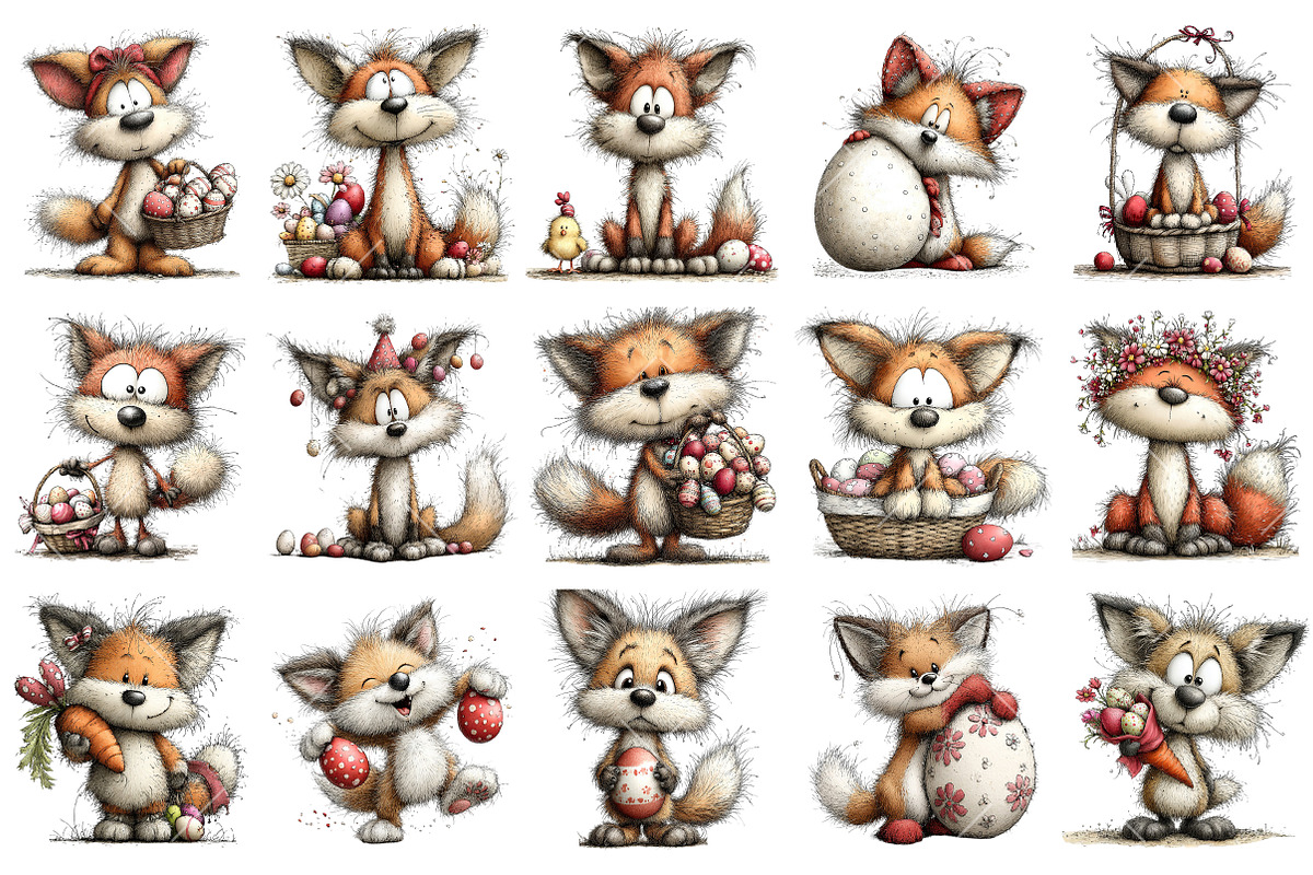 Whimsical Easter Fox Clipart, an Illustration by OK Design (Photo 3 of 6)