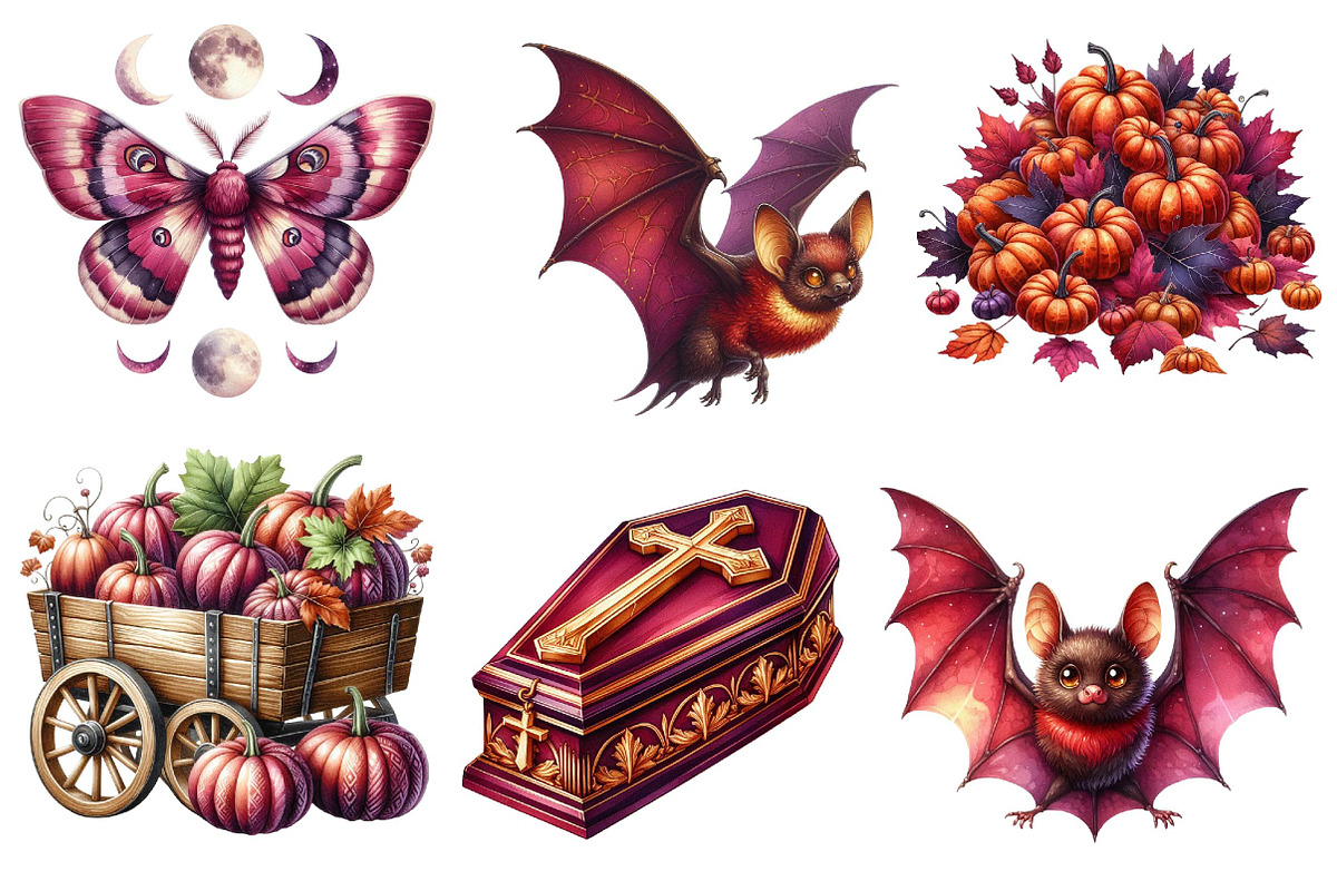 Burgundy & Halloween Sublimation, an Illustration by Dream Creation (Photo 4 of 4)