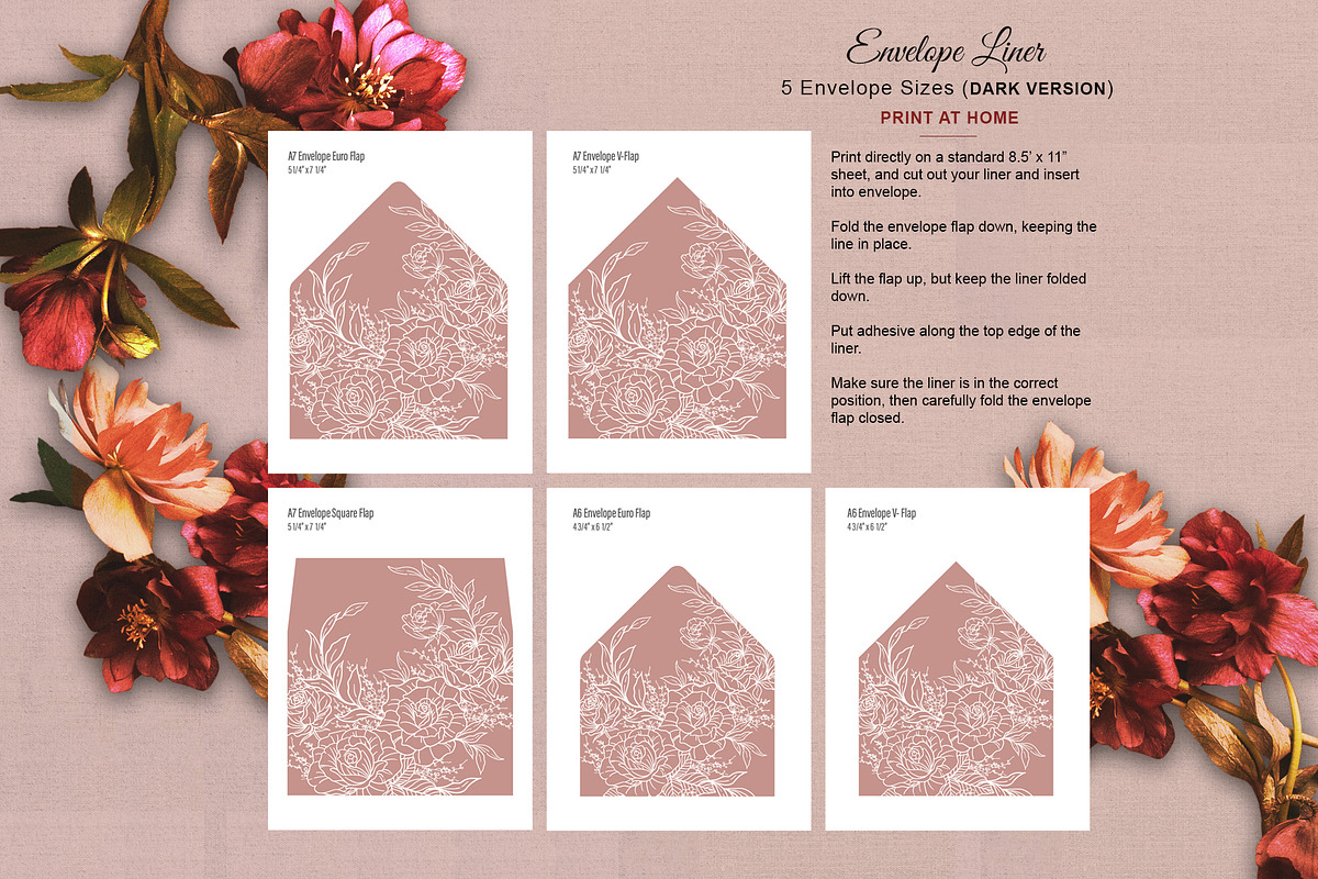 Floral Envelope Liner Template, an Invitation Template by Shwet Art (Photo 6 of 6)