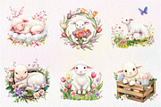 Watercolor Spring Floral Baby Lamb, an Illustration by CreationArt (Thumbnail 2 of 9)