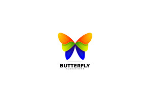 Butterfly Colorful Logo Design Vecto