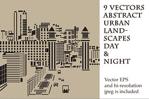 9 Vectors Abstract Urban Landscapes