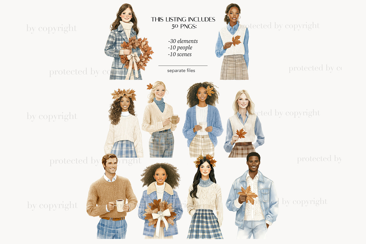 Fall Clipart | Cozy Autumn Elegant, a Seasonal Illustration by GlamArtZhanna (Photo 4 of 8)