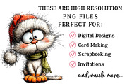 Whimsical Christmas Cat Clipart, an Illustration by OK Design (Thumbnail 6 of 6)