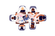 People work at table, top view set, a Work Illustration by PaperTrident (Thumbnail 5 of 9)