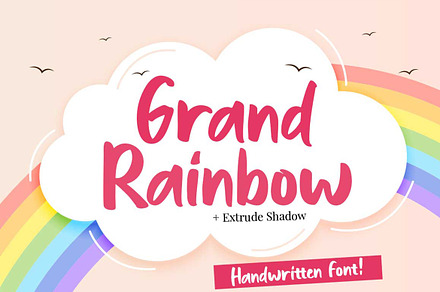 Grand Rainbow + Extrude Shadow, a Script Font by Putra Khan