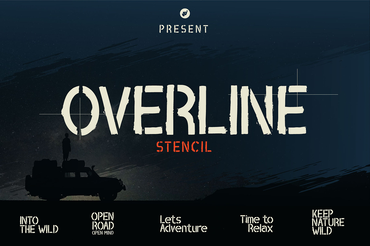 OVERLINE STENCIL, a Font by WAP (Photo 1 of 6)