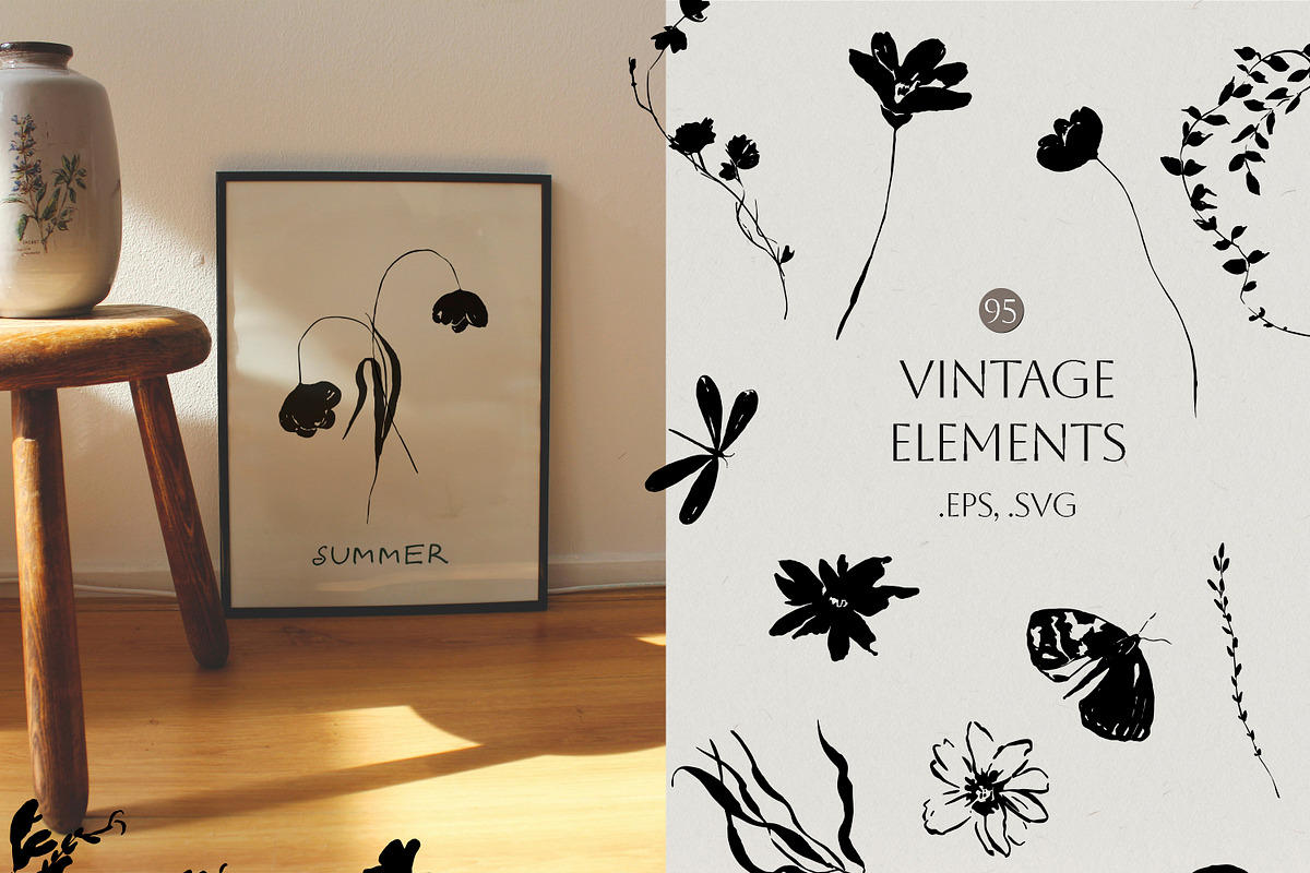 Vintage Ink- Flowers & Backgrounds, a Decorative Illustration by Les Frolova (Photo 9 of 15)
