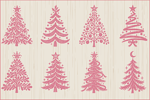 Pastel Christmas Trees PNG Bundle