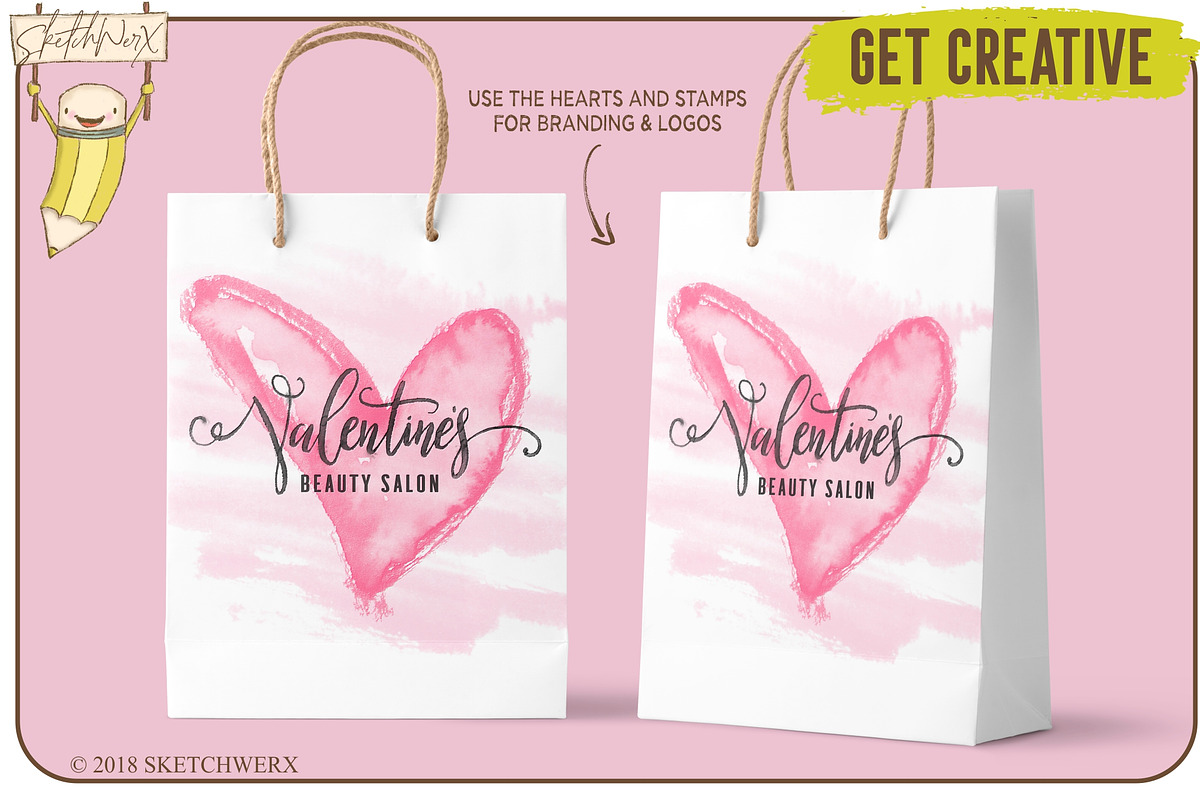 Watercolour Valentines Stamp Set, a Brush Add-On by SketchWerx (Photo 6 of 13)