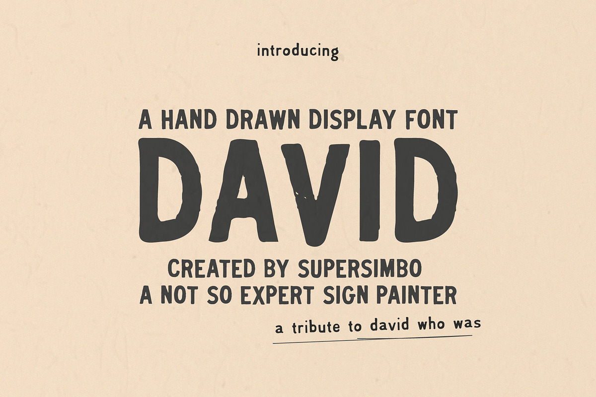 David | Hand Drawn Display Font, a Handwritten Font by Supersimbo © (Photo 1 of 7)