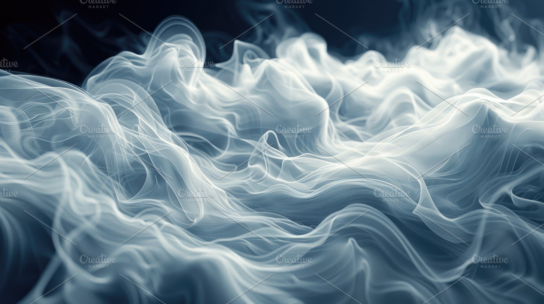 Abstract White Smoke Waves on Dark Blue Background With Flowing, an Abstract Photo by José Manuel Gelpi