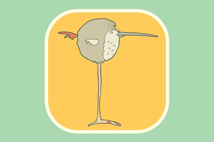 Hand drawn vector retro cartoon bird