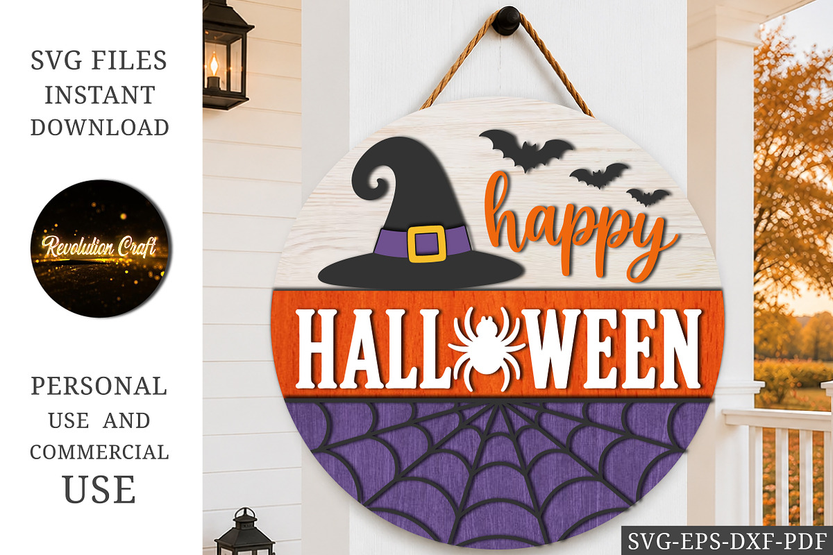 Happy Halloween Round Sign SVG, an Object Graphic by OK Design (Photo 1 of 3)