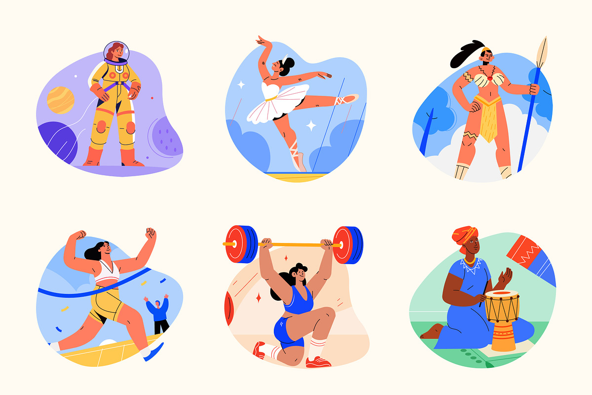 Women Ethnicities Flat Icons, a Person Illustration by Creative Stall (Photo 7 of 10)