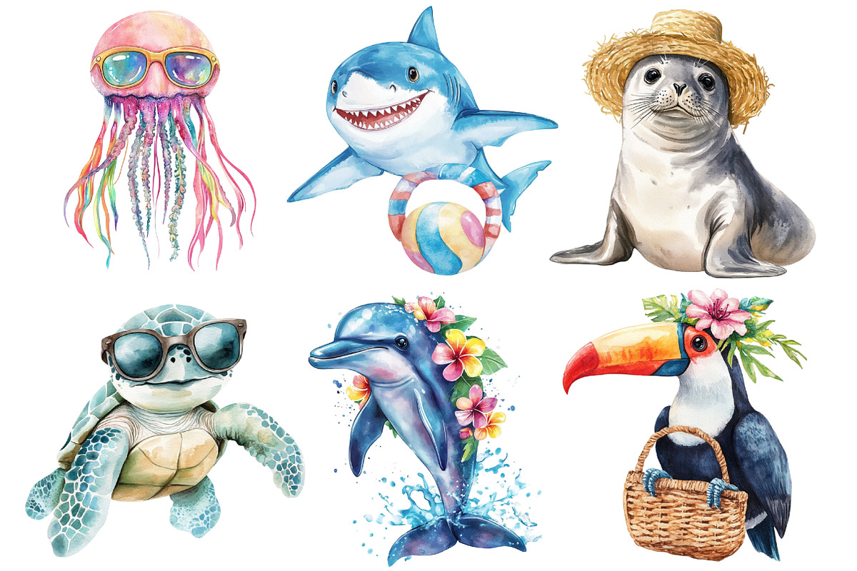 Coastal Summer Animal Png, an Illustration by SinaCreation (Photo 3 of 5)