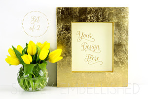 Set of 2 ~ Gold Frame Mockups