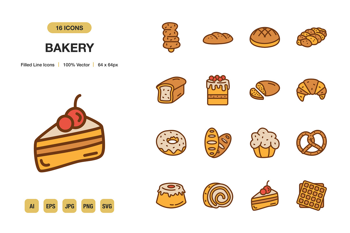 Bakery Color Icons, an Icon by Spacepixel Creative