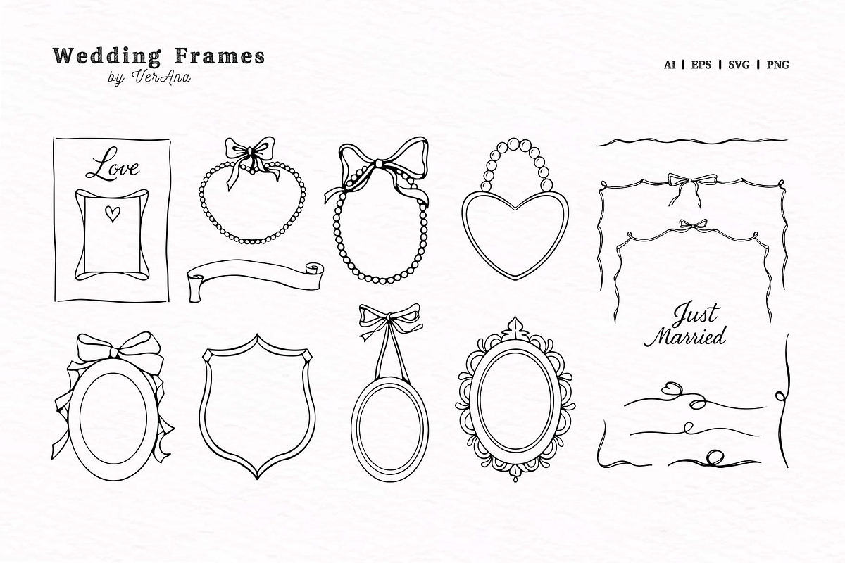 Wedding Line Art Vector Set, an Object Illustration by VerAna (Photo 8 of 18)