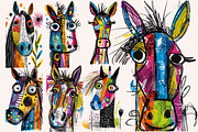 Doodle Cartoon Horses, an Animal Illustration by PrintHaven Designs (Thumbnail 6 of 9)