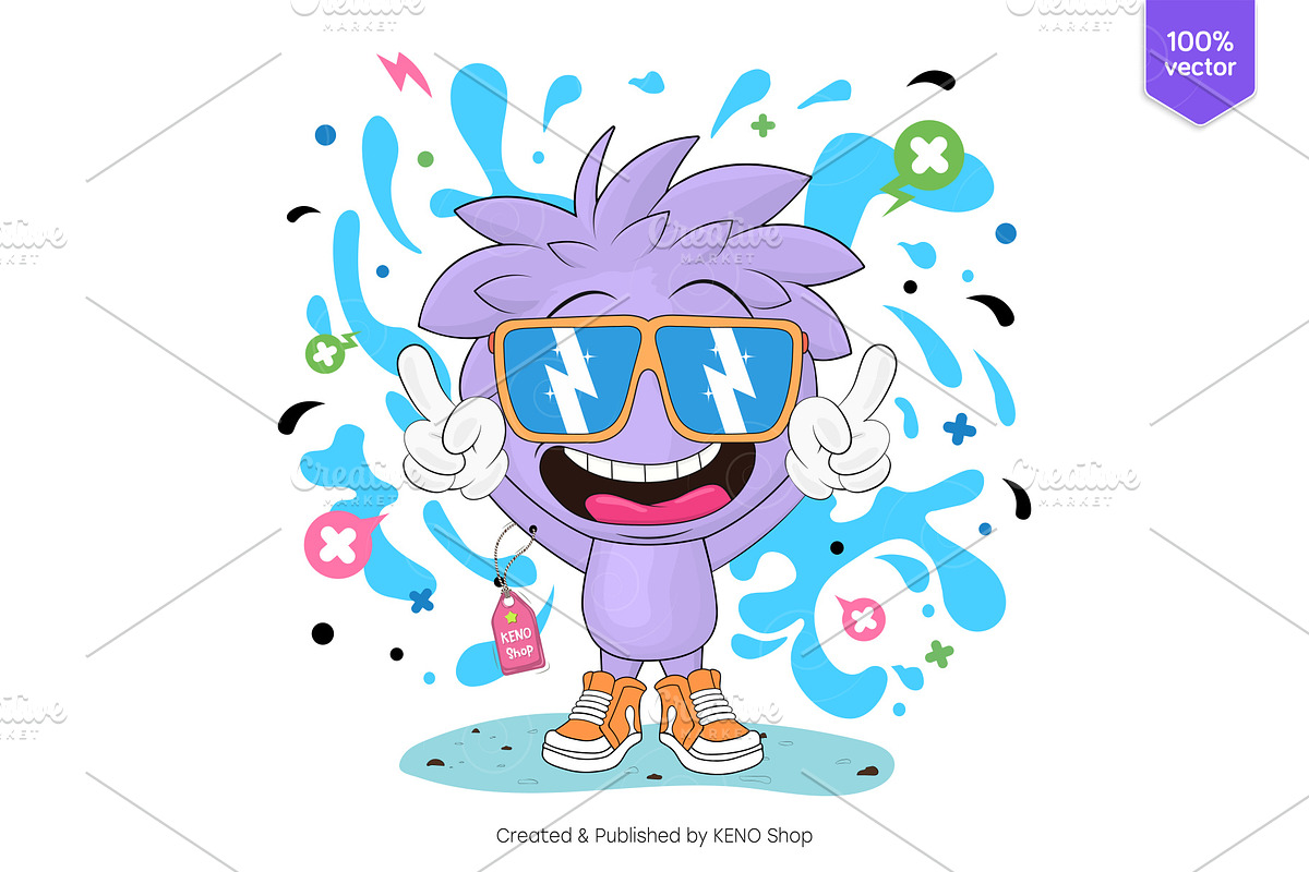 Cheerful boy with glasses. Tshirt., a Person Illustration by KENO Mascots (Photo 2 of 3)