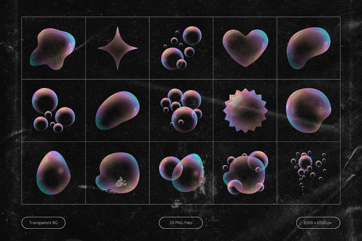 3D Holographic Liquid Blob Shapes, an Object Graphic by Design Studio (Photo 3 of 3)