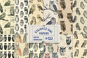 Owl Stamp Ink Seamless Patterns, a Pattern Graphic by Natural Planners (Thumbnail 1 of 4)