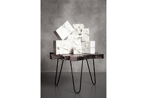 White gifts with ribbons stacked on, a Holiday Photo by Anna Efetova