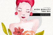Mom with Flowers Watercolor Clipart, an Illustration by Mia Digital (Thumbnail 8 of 8)