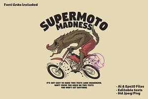 Supermoto Hyena Biker Illustration