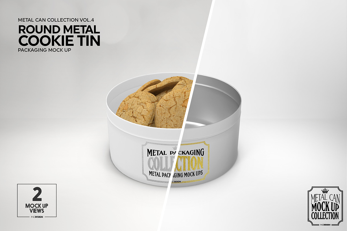 Metal Round Cookie Tin Mockup, a Cups & Container Mockup by INCDesign (Photo 5 of 8)