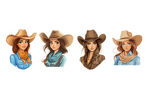 Cowgirls Cartoon Portraits