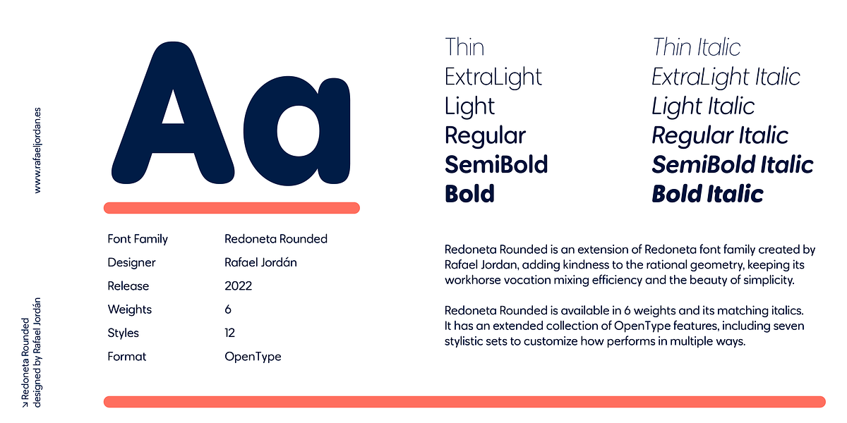 Redoneta Rounded, a Sans Serif Font by Rafael Jordan (Photo 2 of 6)