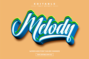 Melody 3D Editable Text Effect