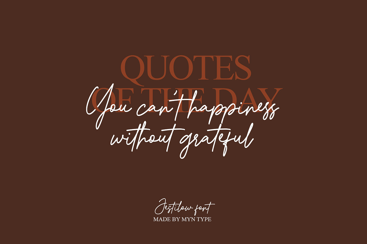 Jestilow - Monoline Handwritten Font, a Script Font by Myn Type (Photo 2 of 13)