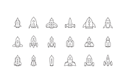 Rocket icons set. Space ship launch, an Outline Icon by PrastHF (Thumbnail 2 of 2)