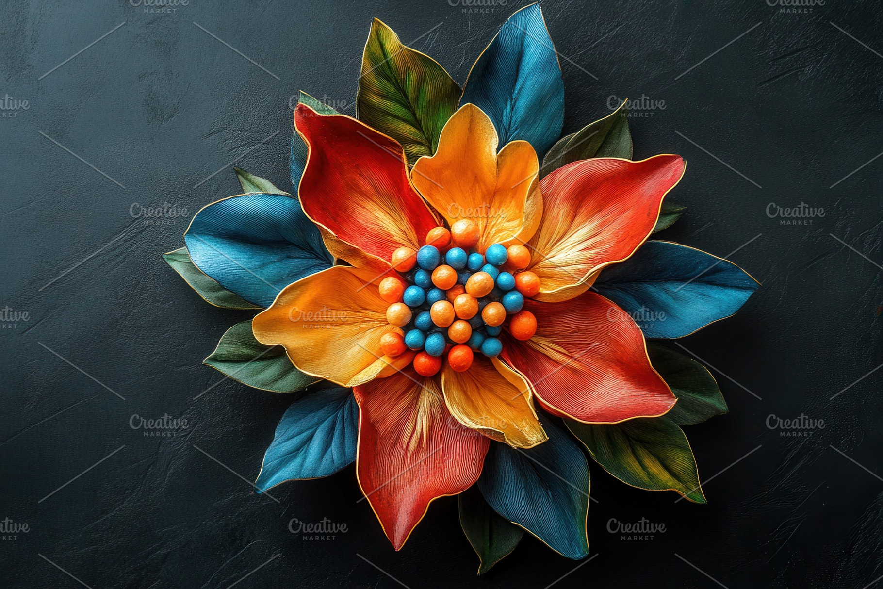 A striking flower made from bright, a Photo by Pavel_design