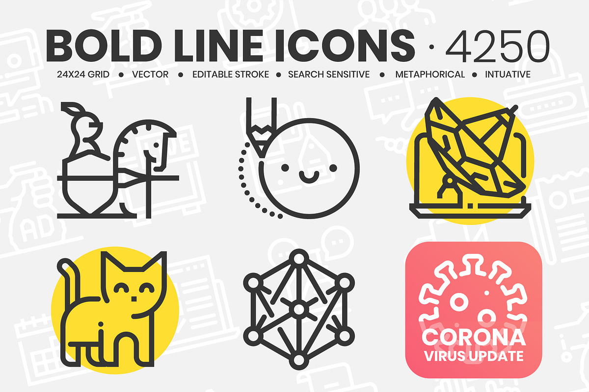 Bold Line Icons, an Outline Icon by Howcolour (Photo 1 of 151)