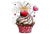 Quriky Valentine cupcake Clipart, an Illustration by Designworld (Thumbnail 5 of 5)