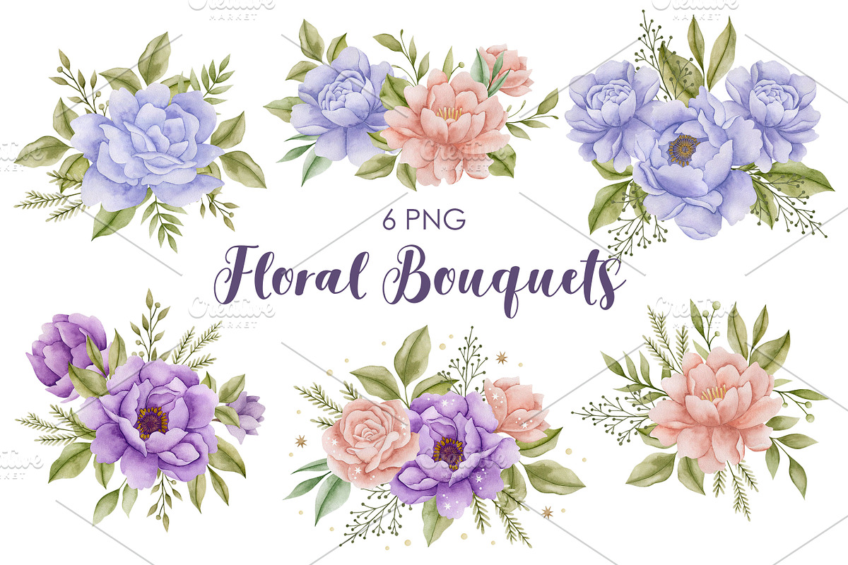 Watercolor Flowers & Cats collection, an Animal Illustration by Kira Konoshenko (Photo 7 of 20)