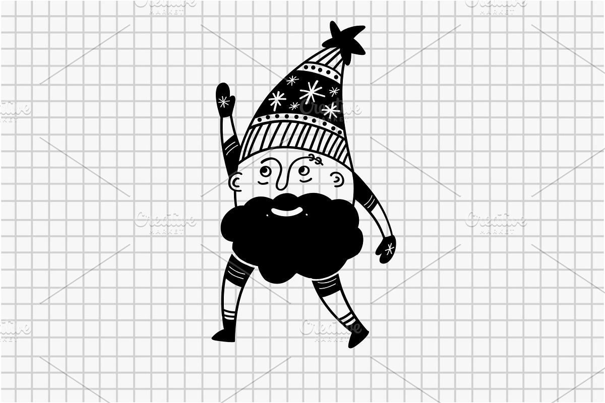 Christmas Gnomes Hand Drawn Set, an Illustration by Art's and patterns (Photo 6 of 7)