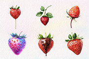 Watercolor Strawberry Clipart PNG, an Illustration by CreationArt (Thumbnail 3 of 5)