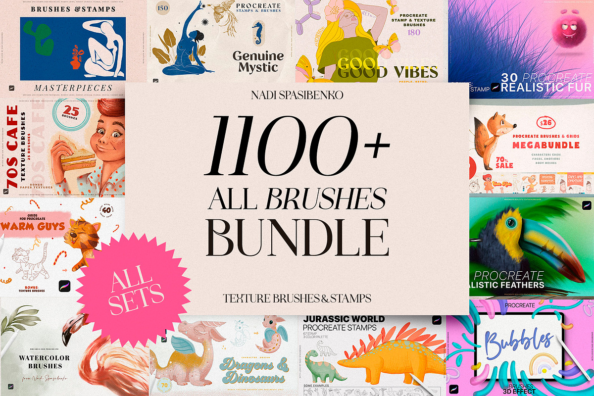 1100+ All Procreate Brushes, a Brush Add-On by Spasibenko Art