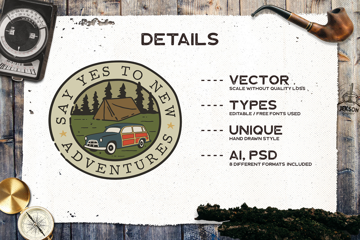 Retro Camp Road Trip Badge Kit, a Branding & Logo Template by JeksonGraphics (Photo 2 of 10)