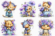Whimsical Floral Cat Clipart Bundle, a Seasonal Illustration by Craft Nest (Thumbnail 5 of 12)