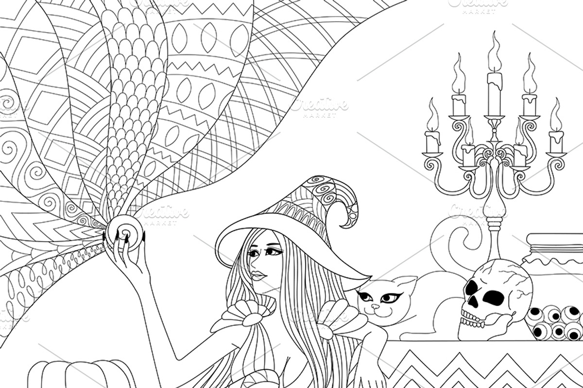 10 witches Halloween theme, an Illustration by Somjai King (Photo 6 of 11)