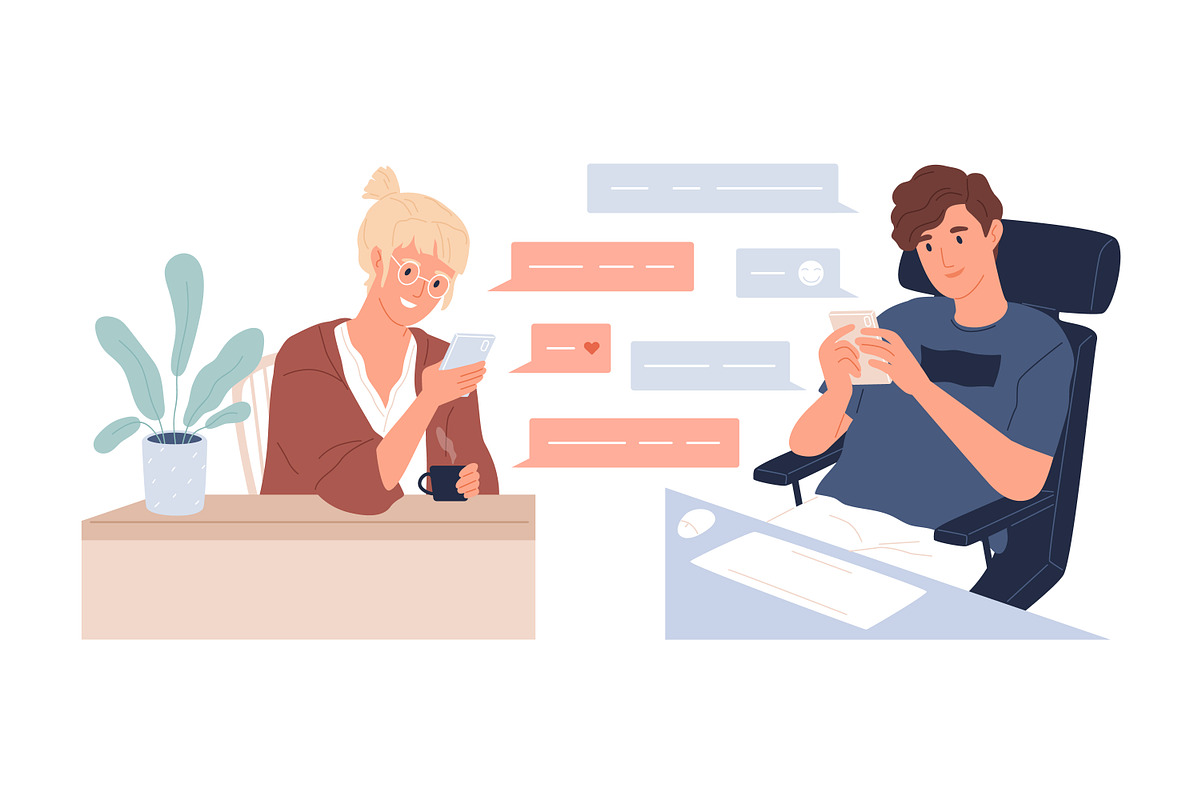 People using dating app set, a Technology Illustration by Good Studio (Photo 5 of 6)
