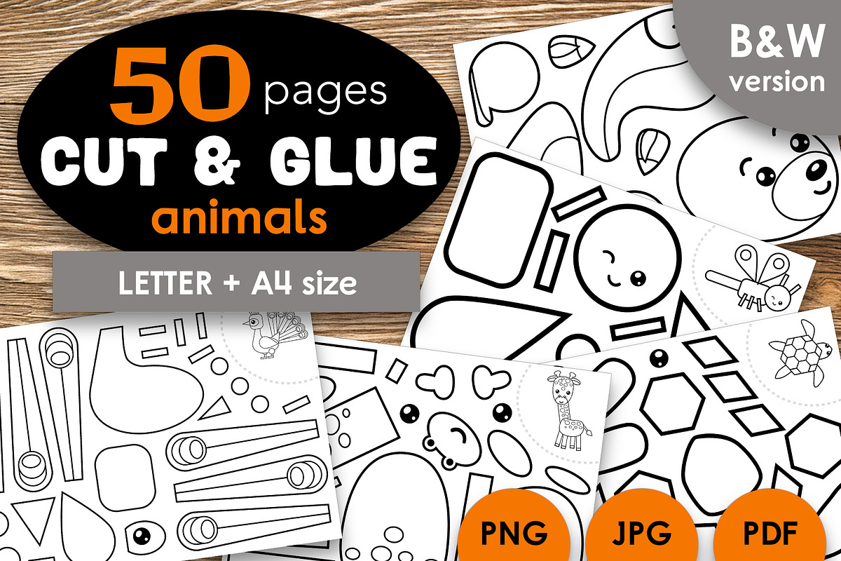 Cut and Glue Animals Worksheets, an Education Illustration by Ksenya Savva (Photo 1 of 6)